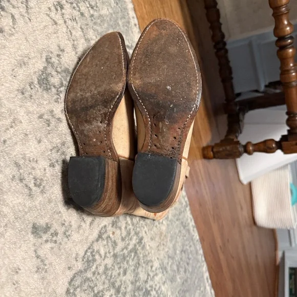 Vintage Women’s Western Pull-On Boots in Beige with Orange Accents - Picture 3 of 3